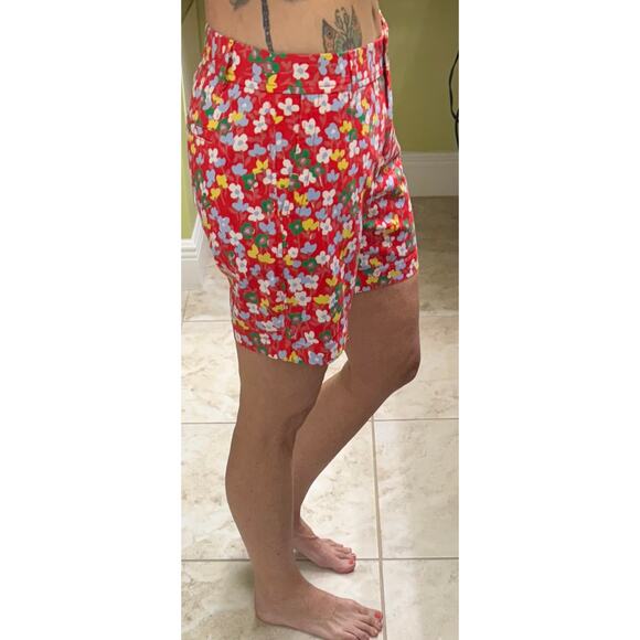 Talbots Girlfriend Chino Shorts red Floral Print Size 2 petite Cottage core - Picture 4 of 6